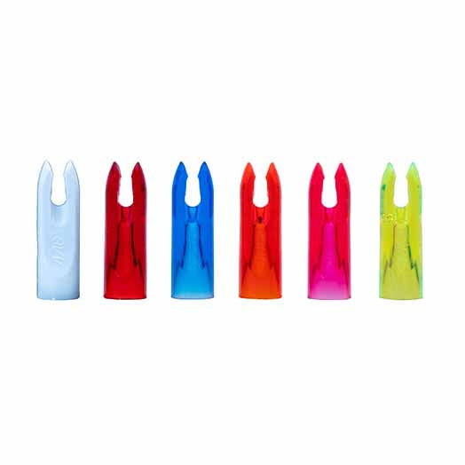 Photo of the six different colours of AAE Plastinocks available at INTO Archery.