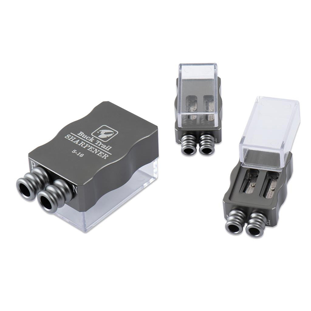 Photo of three Buck Trail Sharpeners from different angles.