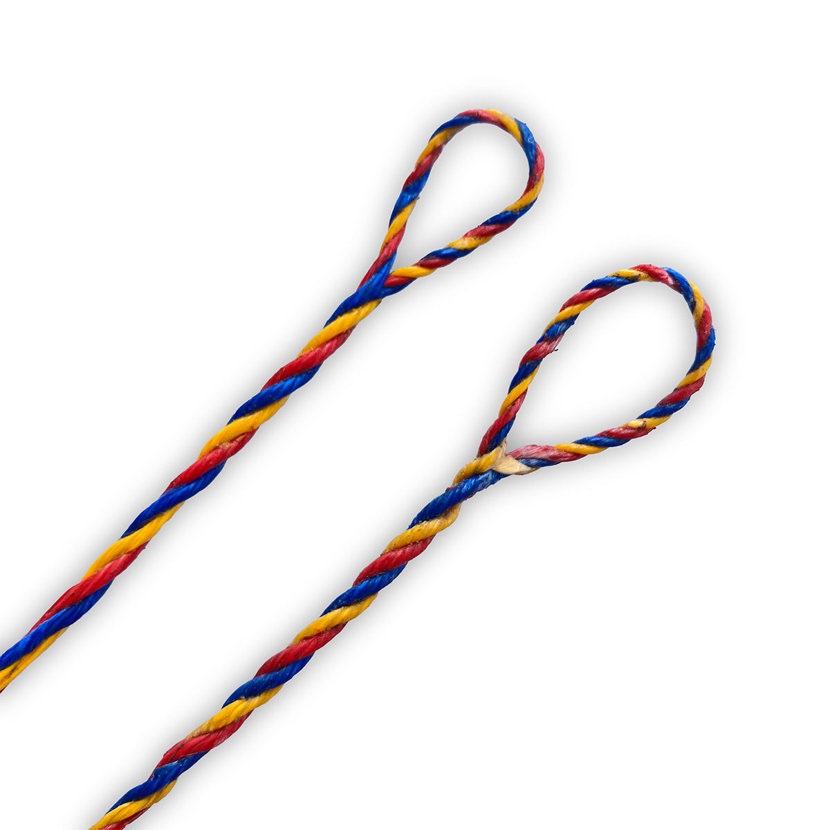 Photo of loops of a custom flemish twist bow string.