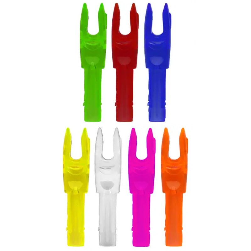 Photo of 7 Easton G Nocks in the colours we stock at INTO Archery.