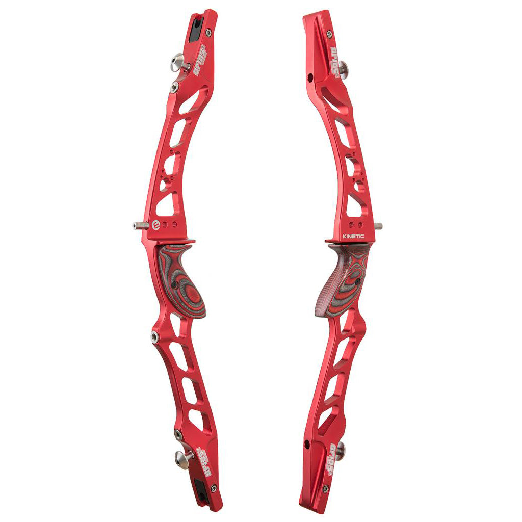 Photo of Kinetic Arios 2 Riser in colour red. The image shows both the left and right hand sides of the riser.