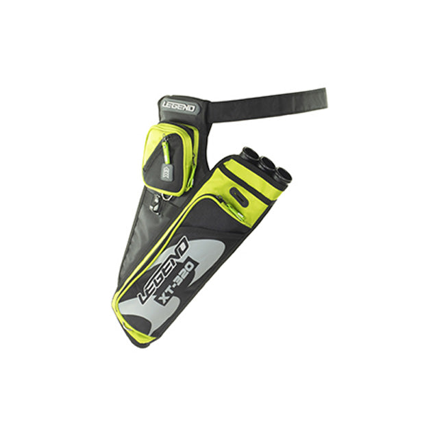 Photo of green Legend XT 320 Hip Quiver on a white background.