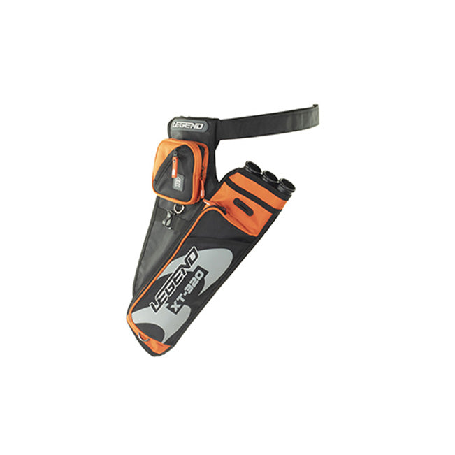 Photo of orange Legend XT 320 Hip Quiver on a white background.