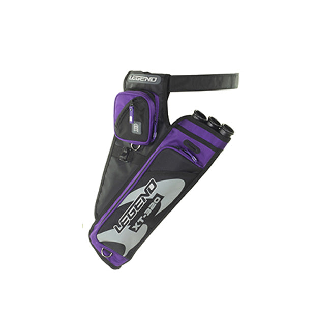 Photo of purple Legend XT 320 Hip Quiver on a white background.