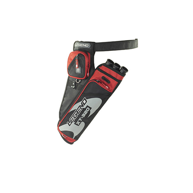 Photo of red Legend XT 320 Hip Quiver on a white background.