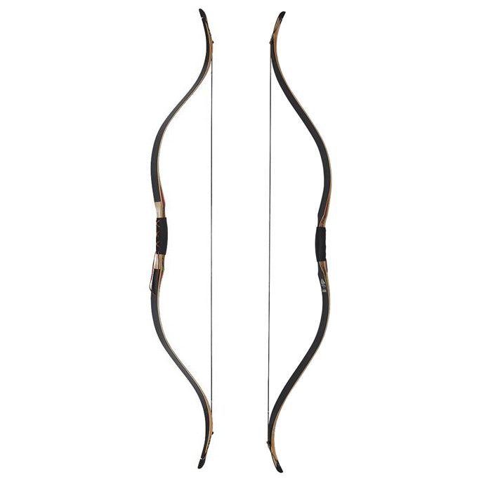 Photo of two Oak Ridge Black Sada Traditional Bows. One is pointing right and one is pointing left.
