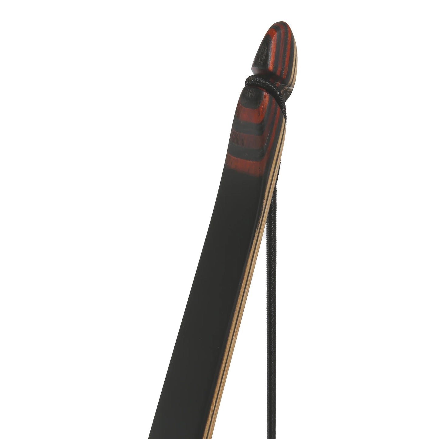Photo of tips of Old Mountain Volcano longbow on a white background.