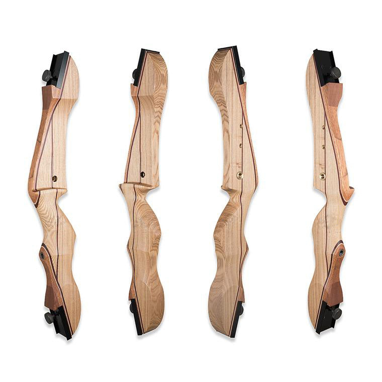 Photo of four angles of the Samick Polaris riser for a recurve bow.