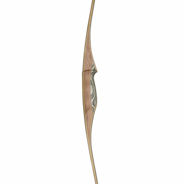 Side on photo of handle of White Feather Osprey longbow.