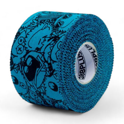 Photo of blue patterned finger tape roll with 8BPlus brand logo on a white background.