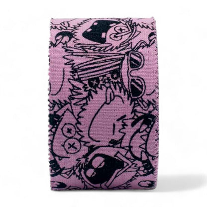 Photo of purple patterned finger tape roll with 8BPlus brand logo on a white background.