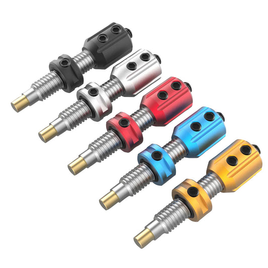 Photo of Bicaster Plunger Buttons in various colors on a white background.