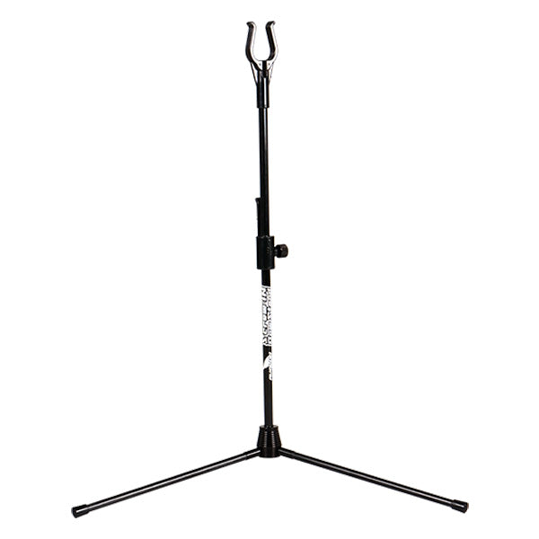 Photo of Avalon bow stand.  This stand has screw in legs, made of carbon and is lightweight.