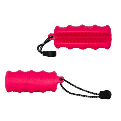 Photo of Avalon Grasper arrow puller in pink.  There are two views of the grasper.  One side shows the arrow slot and the other side is the part that goes in your hand.