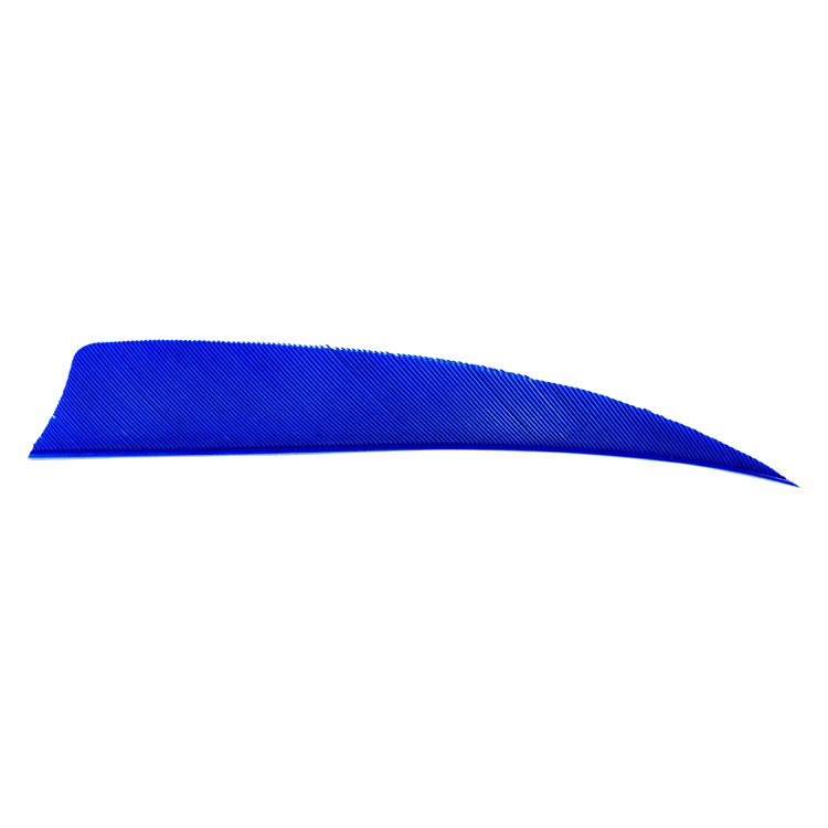 Avalon shield cut feather in blue on a white background.