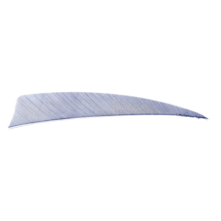 Avalon shield cut feather in silver on a white background.