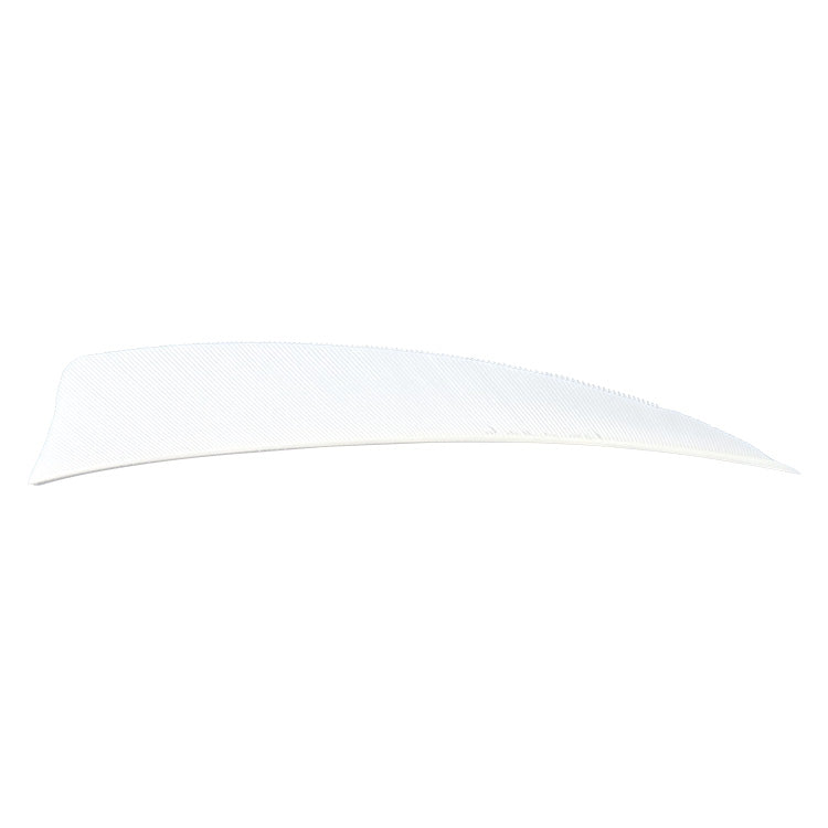Avalon shield cut feather in white on a white background.