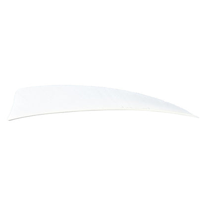 Avalon shield cut feather in white on a white background.