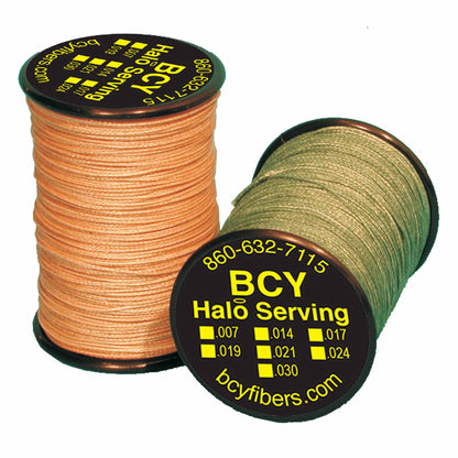 Photo of two rolls of BCY Halo serving thread.