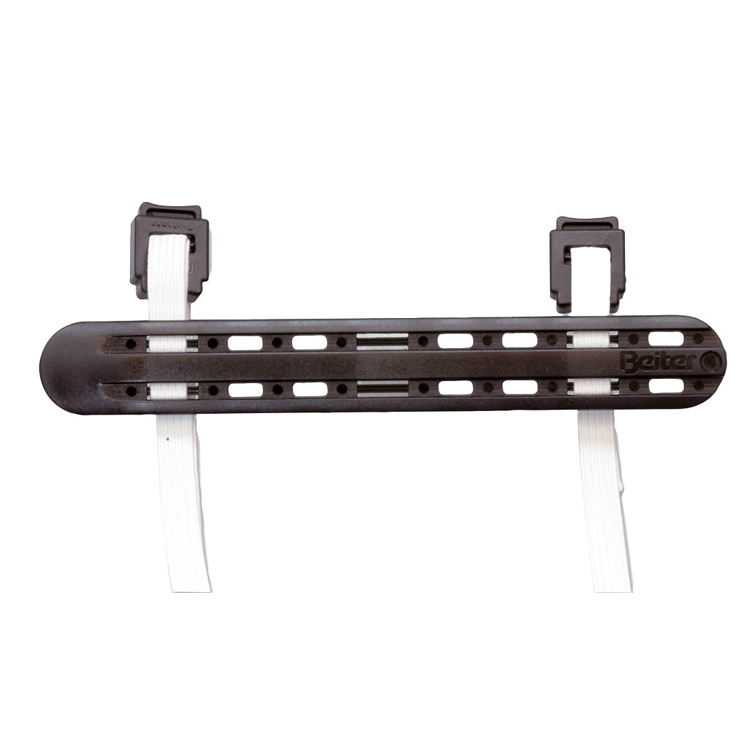 Photo of Beiter arm guard in black on a white background.