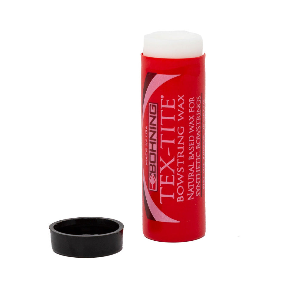 Photo of tube of Bohning String Wax with its lid off and sitting next to it.