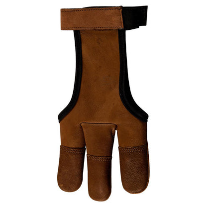 Photo of palm side of russet buck trail traditional archery glove.