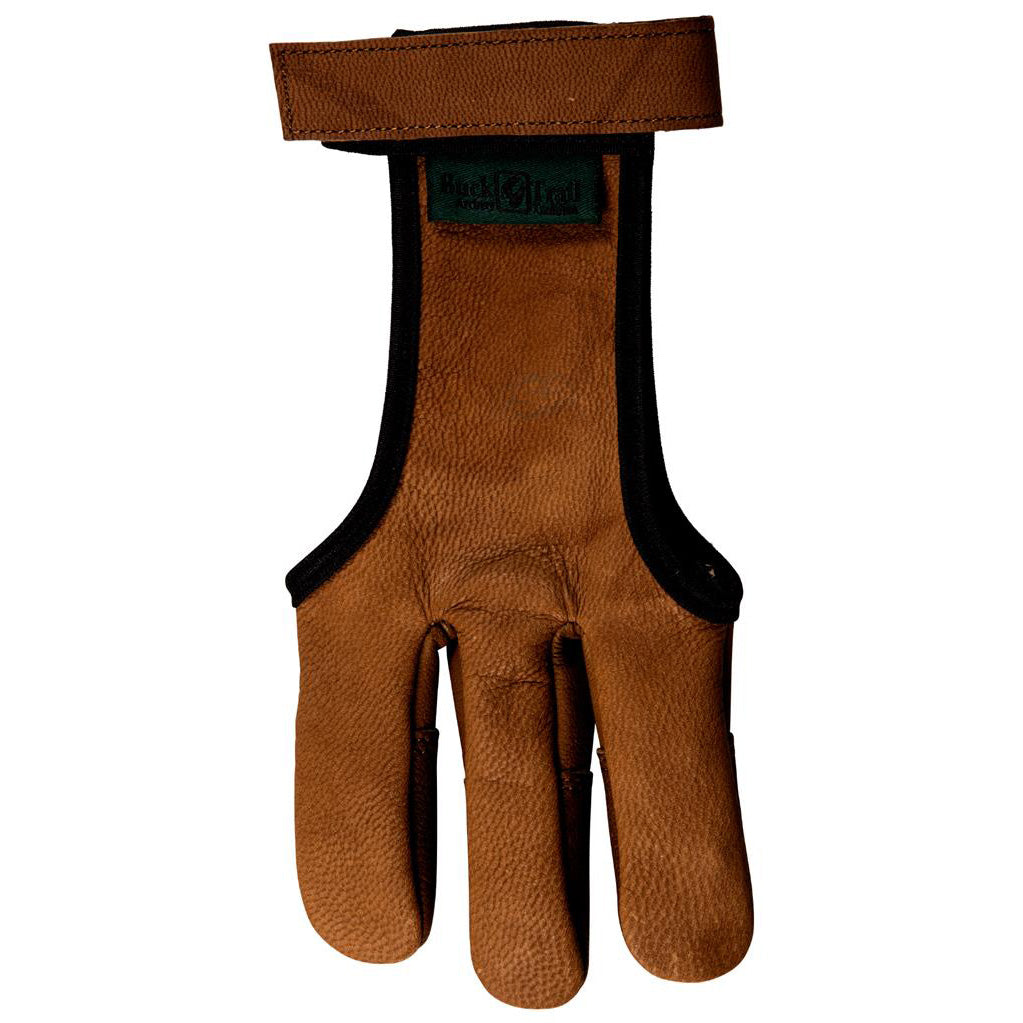 Photo of back of russet buck trail traditional archery glove.