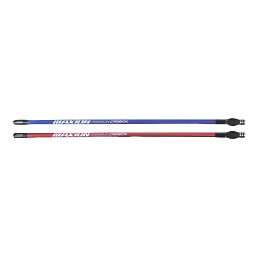 Photo of two Cartel stabilizer long rods, 30" long.  One is red and one is blue.