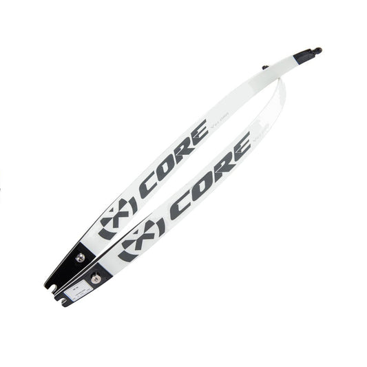 Photo of a set of Core Velora Fibre Foam ILF Limbs for recurve archery on a white bakcgound.
