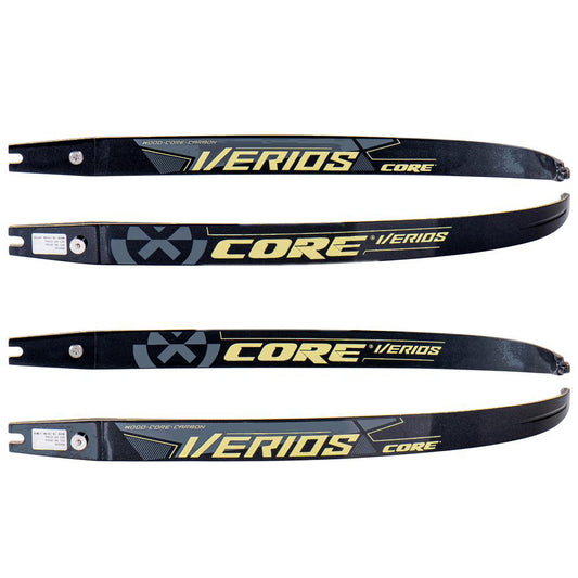Photo of two sets of Core Verios ILF recurve limbs on a white background.