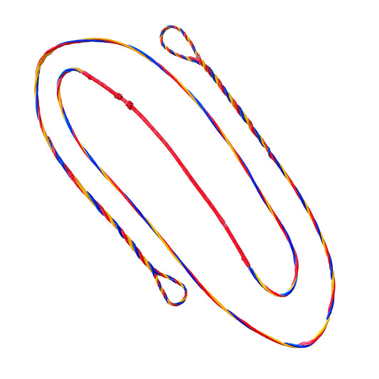 Photo of custom flemish twist bow string on a white background.