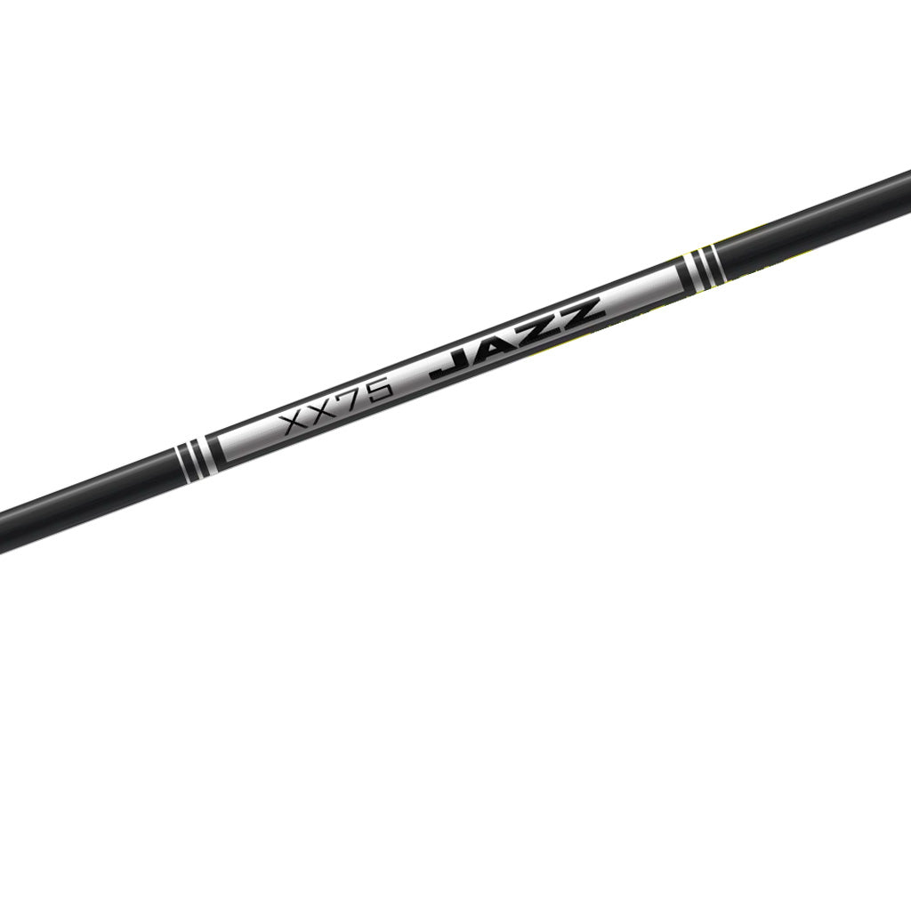 Photo of part of an Easton Jazz arrow shaft.  This one is black.