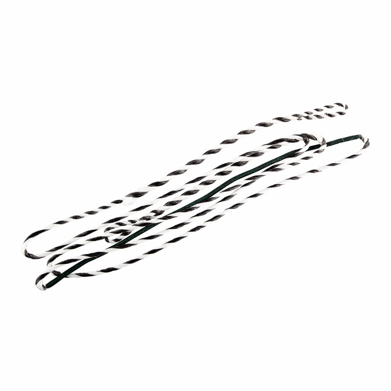 Photo of Flex Flemish Twist Bow string.  It is made from 18 strands of black and white D97 thread.