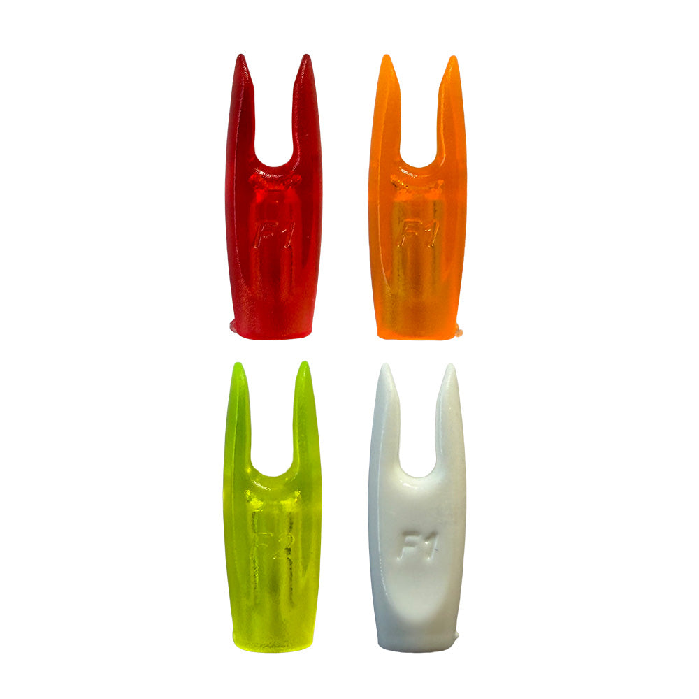 Photo of four Flex pin nocks on a white background.
