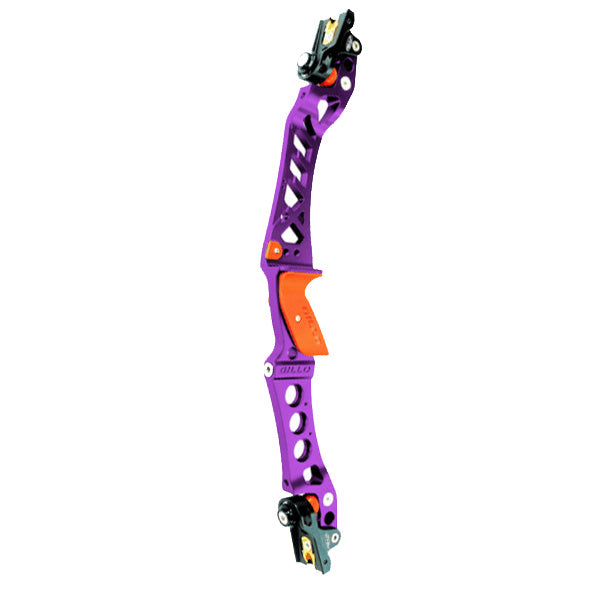 Photo of Gillo GX2 Riser for barebow aand recurve archery in purple and orange.