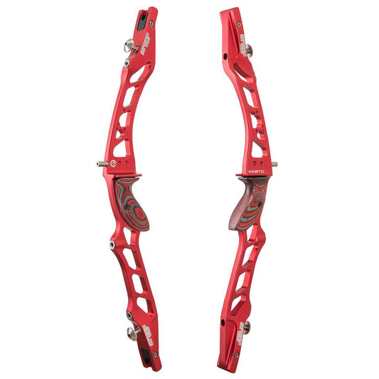 Photo of Kinetic Arios 2 Riser in colour red.  The image shows both the left and right hand sides of the riser.