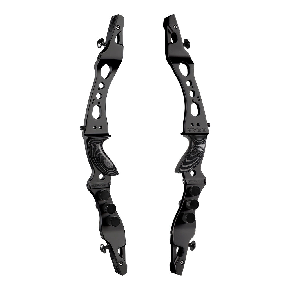Photo of Kinetic Vygo Riser in colour black.  There are two images of the riser.  One viewed from the left and the other from the right.