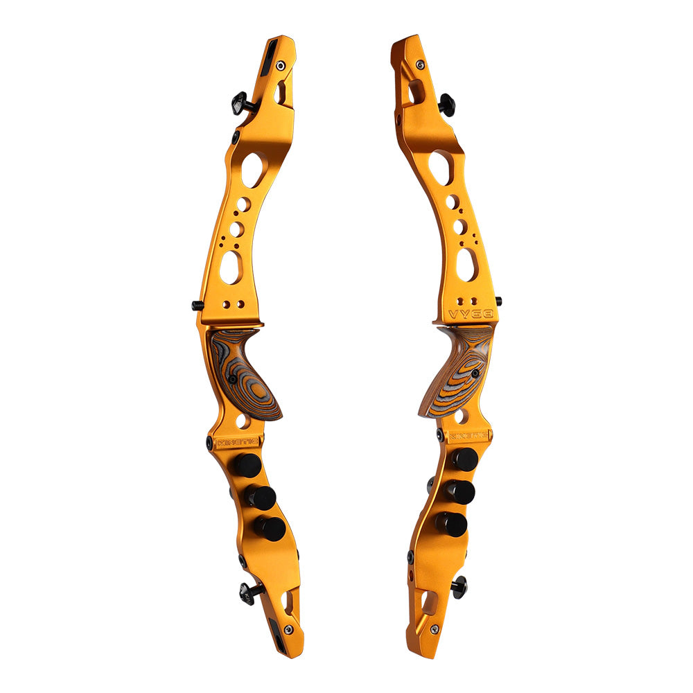 Photo of Kinetic Vygo Riser in colour copper.  There are two images of the riser.  One viewed from the left and the other from the right.