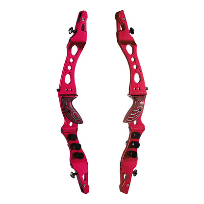 Photo of Kinetic Vygo Riser in colour red.  There are two images of the riser.  One viewed from the left and the other from the right.