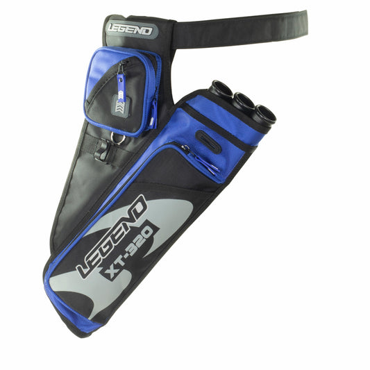 Photo of blue Legend XT 320 Hip Quiver on a white background.