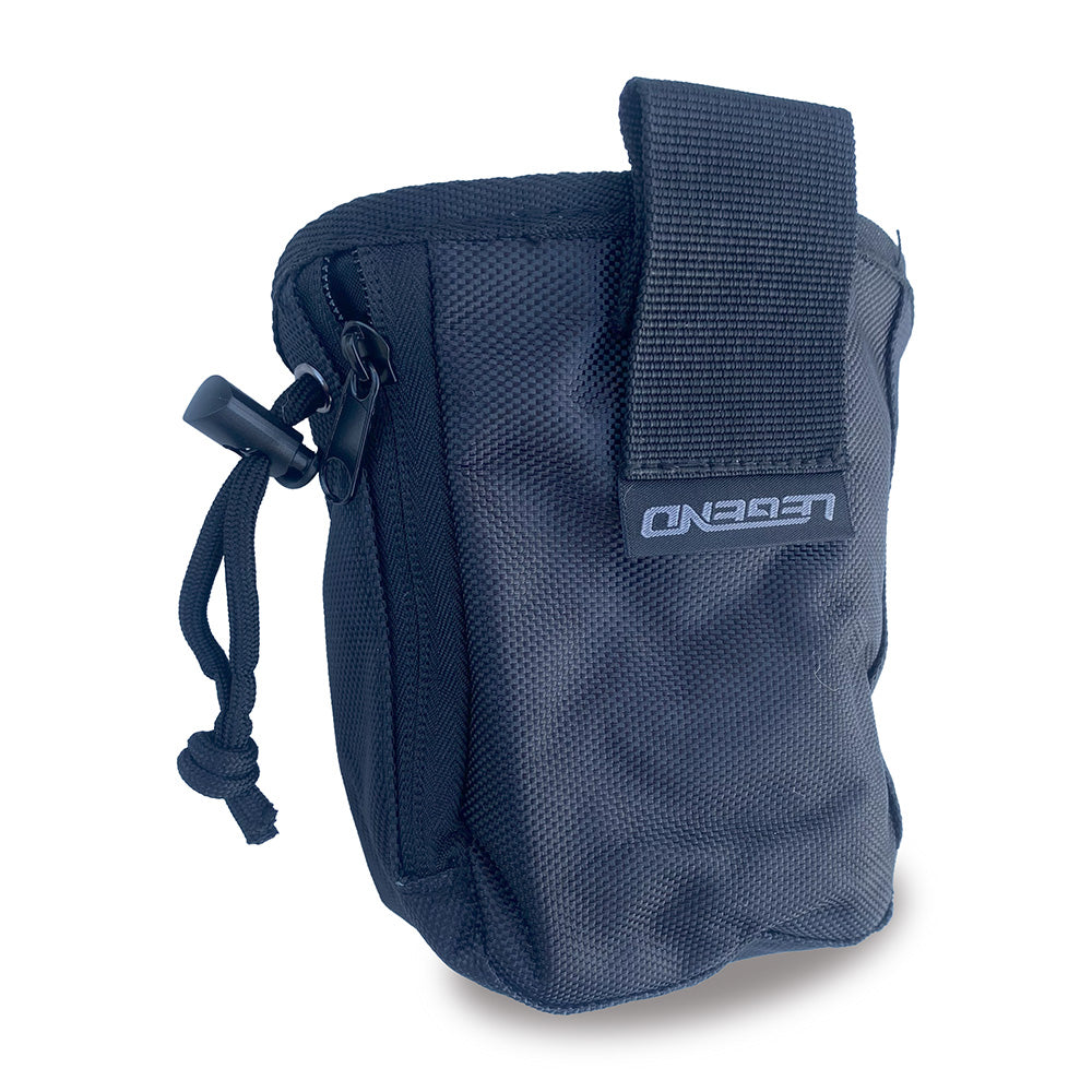 Photo of back of black Legend XT archery pouch.