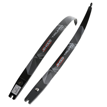 Photo of a pair of Shocq Triumph 3K Carbon limbs on a white background.