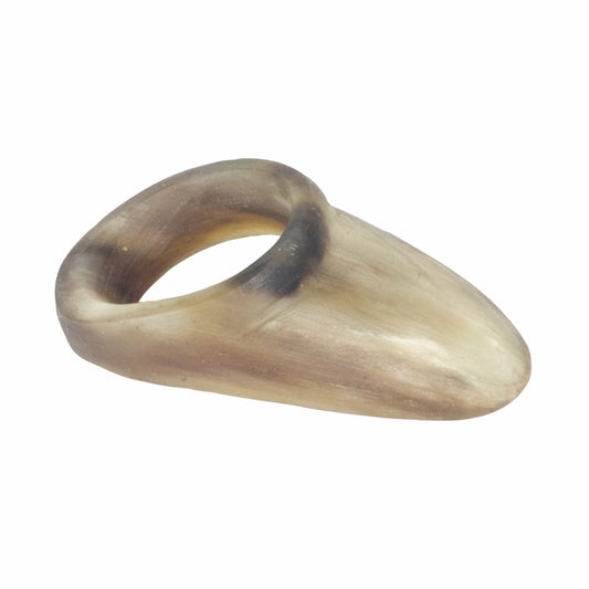 Photo of thumb ring for traditional archery.  This is the White Feather brand.