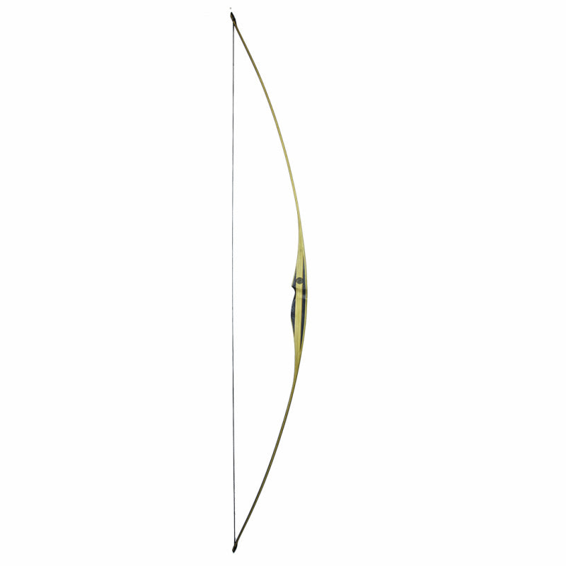 Photo of the right hand side of the strung White Feather Hugin longbow.